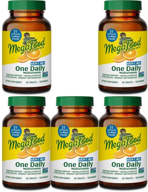 MegaFood Mens 40+ One Daily Multivitamin 메가푸드 멘 40+ 원 데일리 멀티비타민, 5개, 60정 - 쿠팡