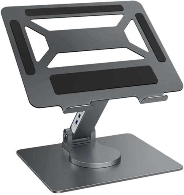 멀티허브 360도 회전형 높이조절 접이식 일체형 노트북 거치대 4in1, 다크그린