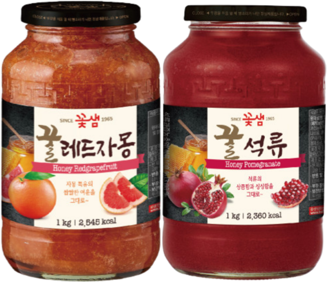 꽃샘 꿀차병 꿀레드자몽 1kg+꿀석류차 1kg, 1kg, 1개, 2개입