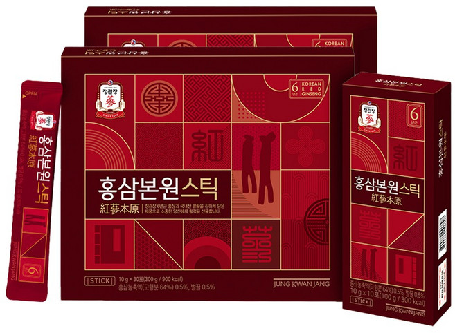 정관장 홍삼본원스틱 쇼핑백포함-6년근홍삼 활력 선물세트, 300g, 2개