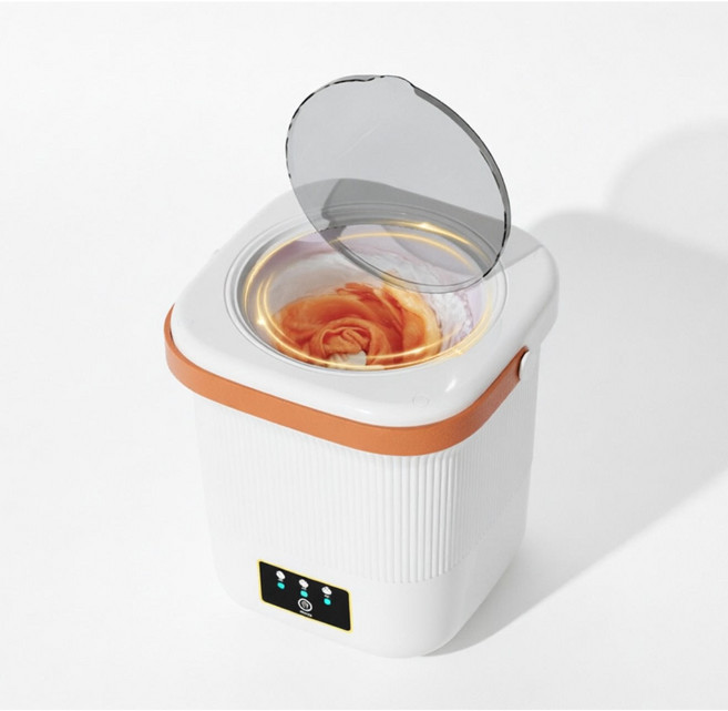 迷你一體式洗衣機 9L 小型家用洗襪子神器 洗脫兩用內衣褲, 1個, 【9L雲峯白】一體清洗機丨藍光燈