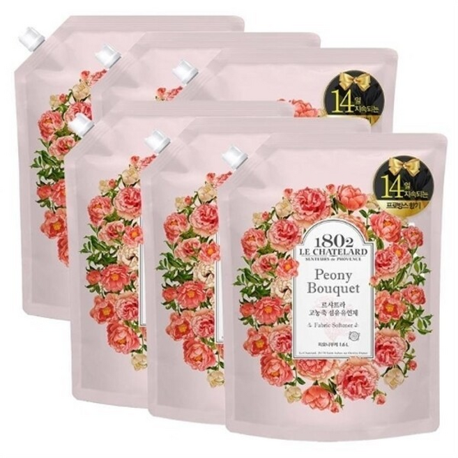 르샤트라 섬유유연제 피오니부케 1.6L, 6개