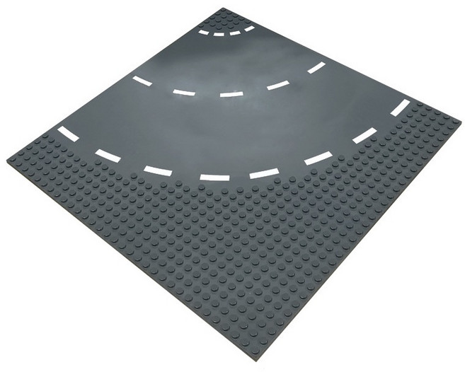 積木玩具 道路底板 基板 25.5cm 城市積木 街景 警察消防, 1個, 轉彎道路