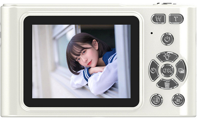 學生數碼照相機入門級H15復古4K相機CCD高顏值禮物迷你便攜, 1個, H15白色(無內存卡):1個