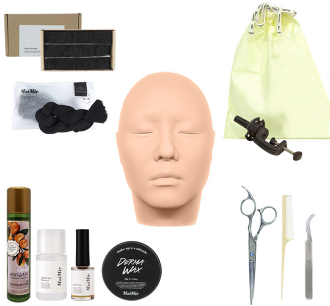 메이크업 국가자격증 실기재료 수염세트, 1개