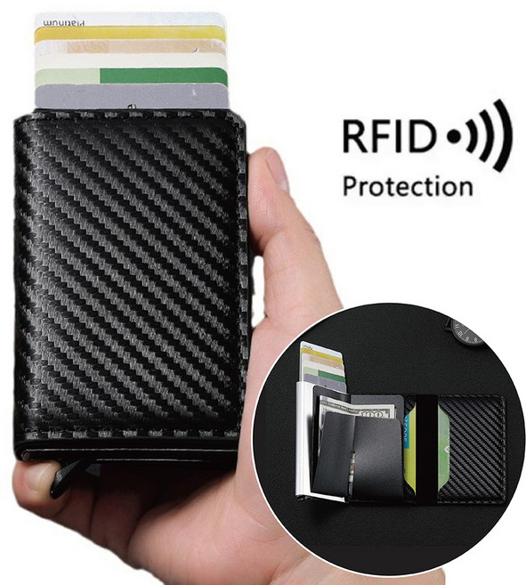 소미소 도난방지 자동 슬라이드 카드지갑 RFID차단