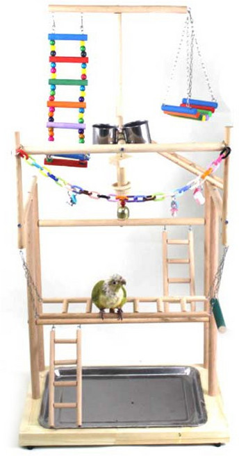 앵무새 3층 원목 놀이터