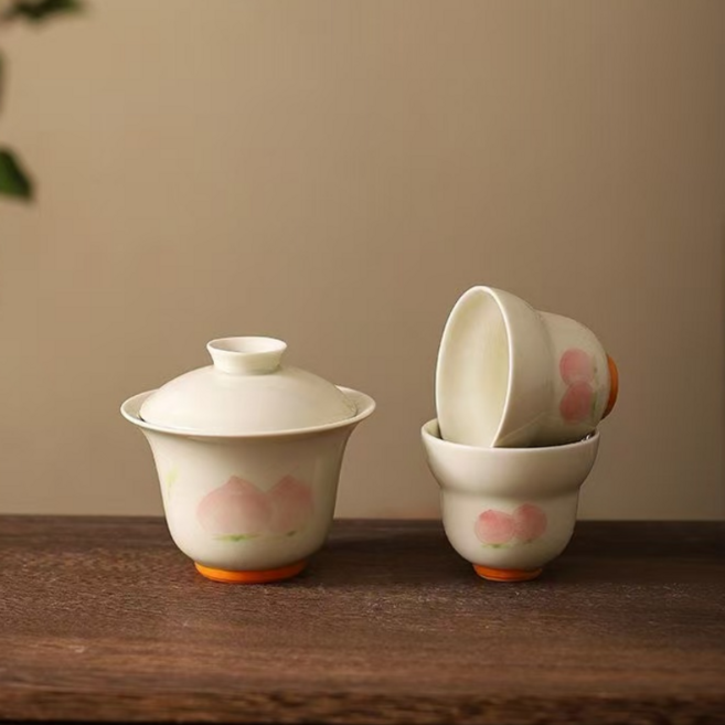 빈티지 다기 핸드페인팅 캠핑용 휴대용 다기 세트 [부모님 선물], 핑크, 믹스 세트, 1세트