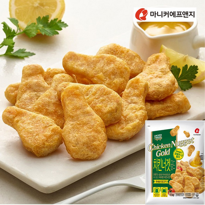 [마니커에프앤지] 골든치킨너겟1kg(2봉), 1kg, 2개