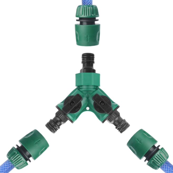 한수 Y자 3구 밸브형 호스 분배기세트 호환 호스 12mm-16mm, Y자 3구 +16mm 3개, 1세트