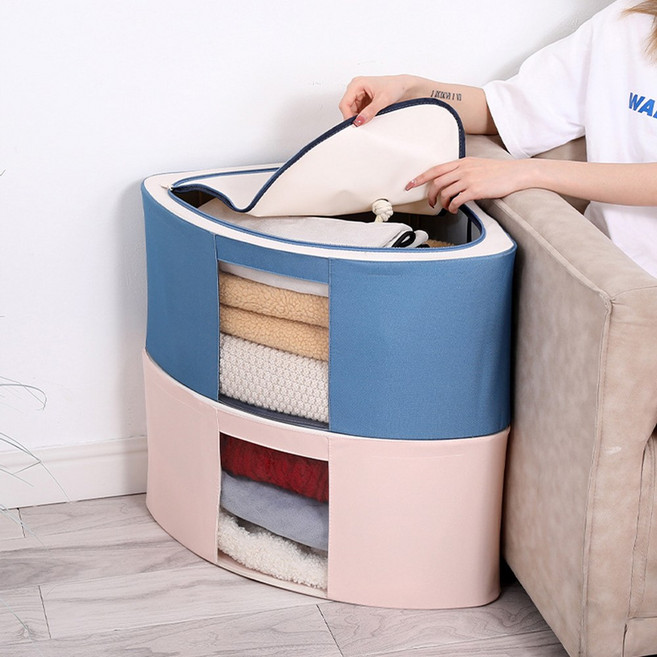 원쿡 틈새 코너 삼각 패브릭 의류 옷 정리함 모서리 수납 케이스 바스켓 수납함 투명창 소형 대형 2개, 그레이(2개)