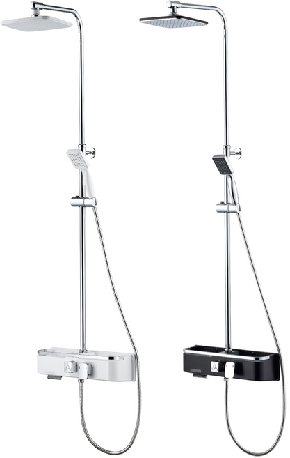 바스럽 국산 무타공 선반형 해바라기 샤워기 [기존 타공 사용 가능], 83cm, 화이트, 1개