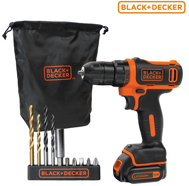 블랙앤데커 10.8V 드릴 드라이버 EBDCDD12HS 11pcs 액세서리 파우치 포함, 1개