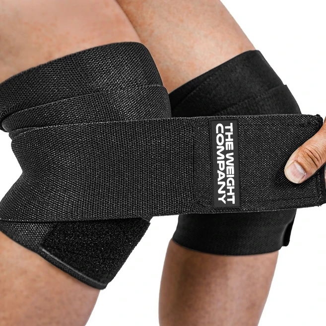더웨이트컴퍼니 헬스 컴프레션 니 랩 테이핑 무릎 보호대 2p, 블랙 - 쿠팡