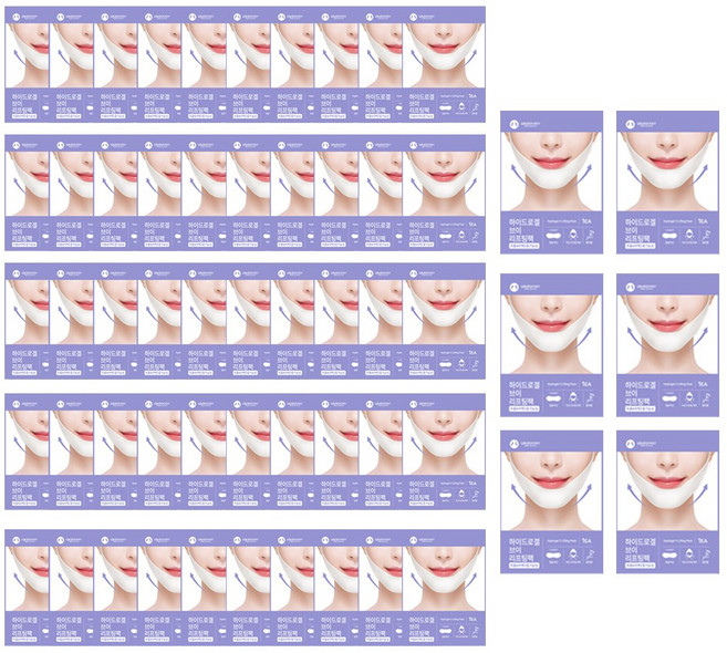 로로스키니 하이드로겔 턱 v 브이라인 리프팅 라인 팩1매 마스크 패치 1일1팩 팔자주름 넥 기타패치, 56개