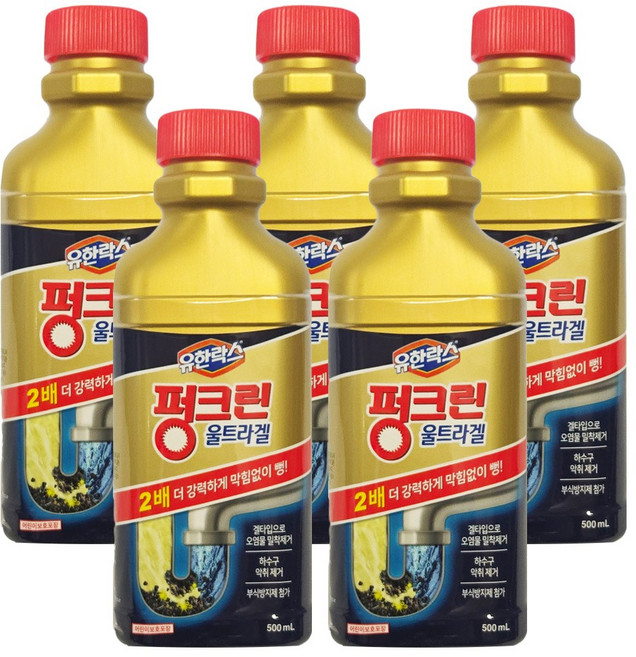펑크린 울트라겔 배수구 세정제, 5개, 500ml