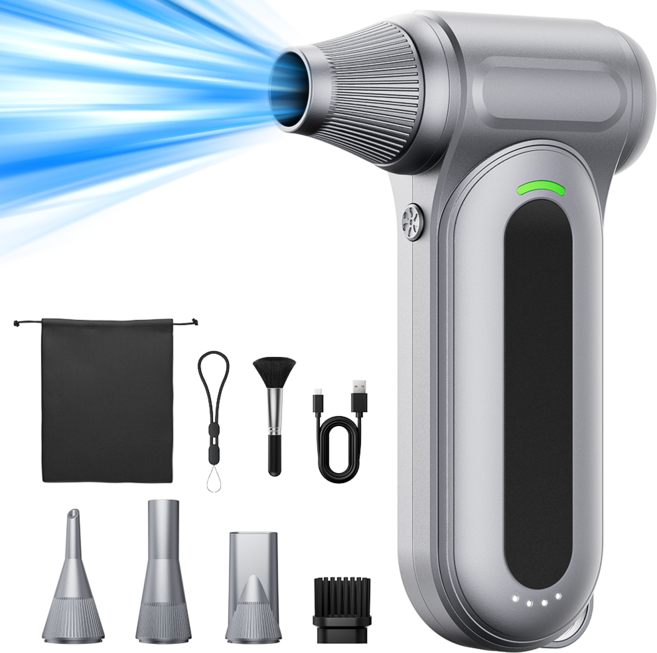 아크메징 초강력 무선 에어건 휴대용 핸드형 미니 에어건 틈새 청소기 먼지제거 캠핑 송풍기 W23, 블랙