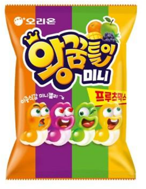 오리온 왕꿈틀이 미니 젤리 프루츠믹스, 9개, 75g
