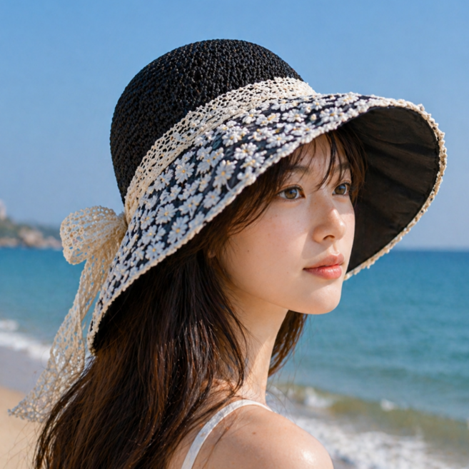 텀브걸 챙넓은 예쁜 햇빛가리개 여성 벙거지 모자