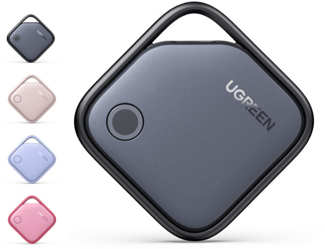 UGREEN 유그린 애플인증 Find My 스마트태그 초소형 트래커 분실방지 위치추적기 iOS 전용 아이폰 나의 찾기 반려동물 차량추적 스트랩 포함, 1개, Black