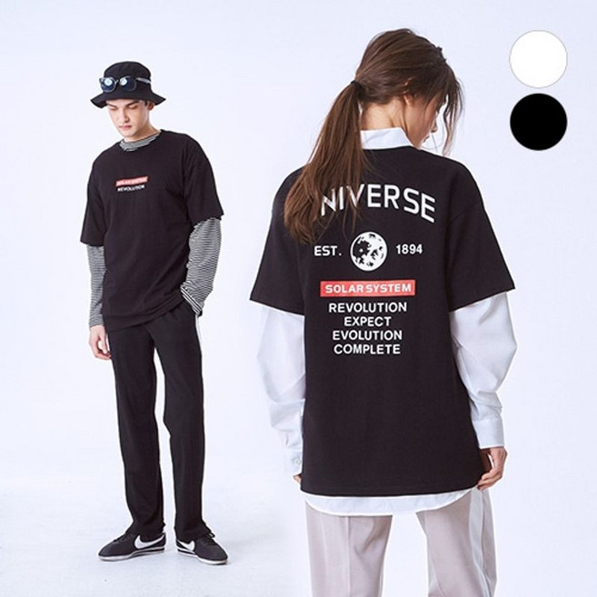 더매드문 남녀공용 유니버스 오버핏 통기성 반팔 티셔츠