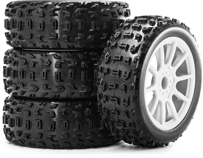 자동차 오프로드 버기 타이어 휠 헥스 타이푼 탈리온 트랙사스 레드캣 팀 로시 쿄쇼 118mm 17mm 4개 1/8 (ARRMA WR8 HSP용), 1개, White, 상세설명참조