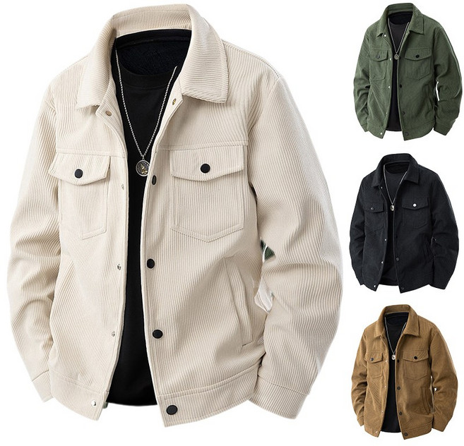 ANYOU 남성 빅사이즈 코듀로이 자켓 봄가절 루즈핏 캐주얼 점퍼