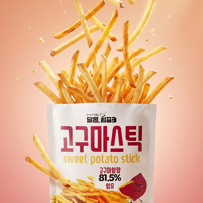 고구마스틱 70g x 4개입 온가족 달콤 간식 다이어트 과자 고구마 81.5% 햠량 아이들간식 맥주안주 [달콤쉼표], 4개