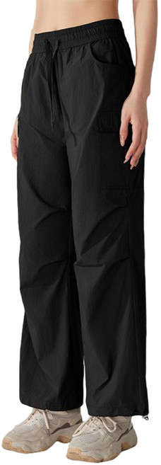 ECUPPER 여성 운동 등산용 베이직 투웨이 카고 밴딩 와이드 팬츠