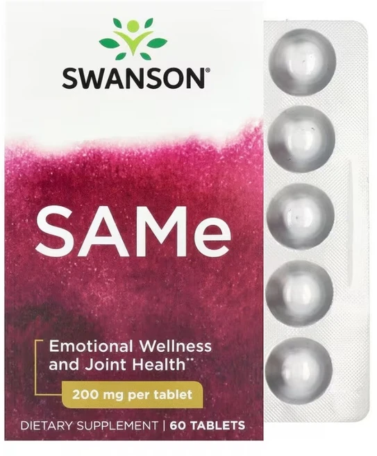 스완슨 아데노실 메티오닌 SAMe 200mg 60정 이황산염, 1개 - 쿠팡