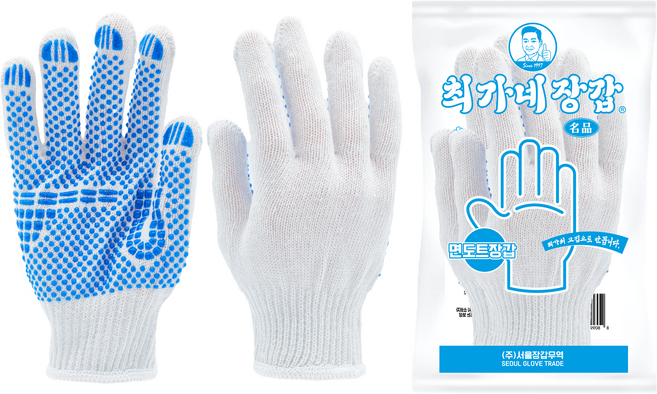 최가네장갑 미끄럼방지 면 PVC 점박이 면도트장갑 100켤레 (1p 포장), 흰색, 100세트