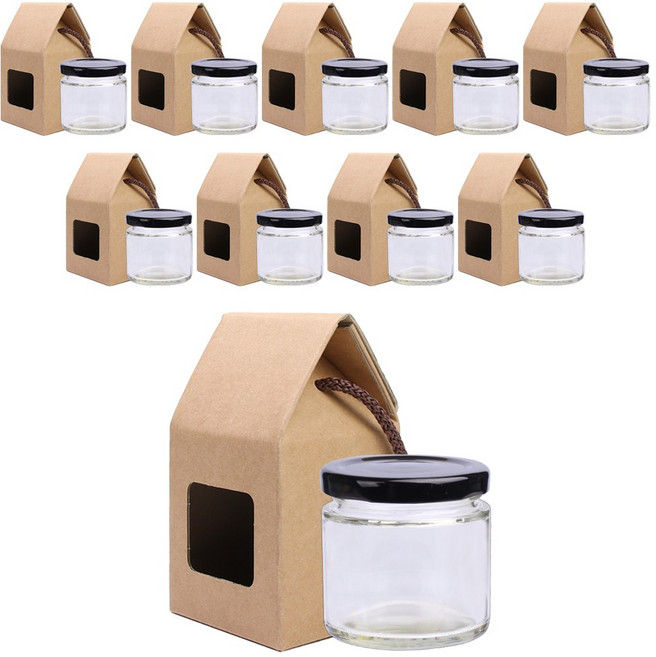 가인글로벌 원형쨈120 DA 유리병 / 러그캡 블랙 / 포장박스, 10개, 110ml