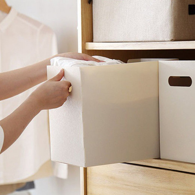 앨범 책 교과서 보관하는 접이식 수납 파일 박스 / 바구니 원룸 정리함, 블랙, 1개