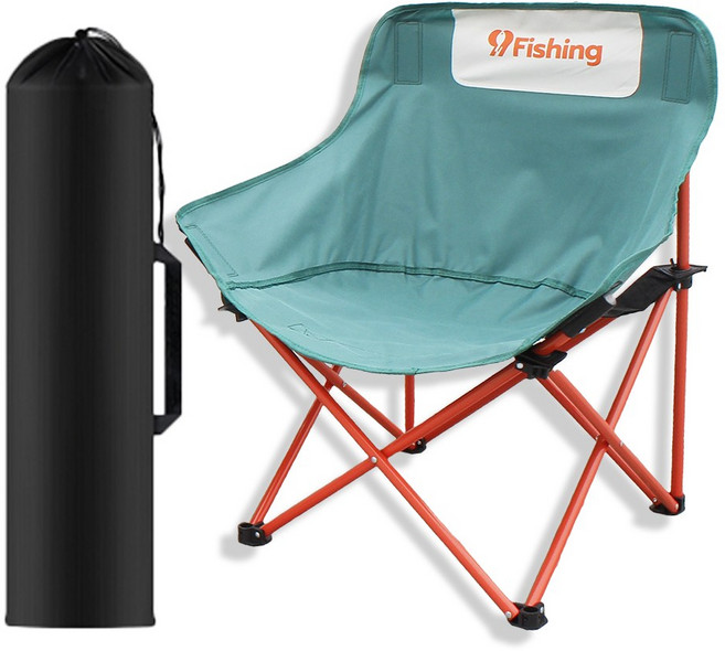 999피싱 야외 휴대용 등받이 캠핑 낚시 등산 접이식 경량 타원형 의자, 청록, 1개