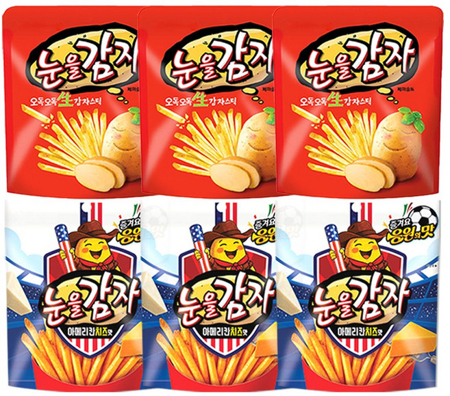 [월드컵 한정판] 눈을감자 아메리칸치즈 96g+페퍼솔트 56g, 3세트, 152g