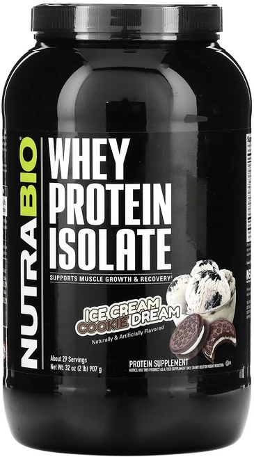 NutraBio 분리유청단백질 쿠키 & 크림 907g(2lb) NutraBio (뉴트라바이오), 907g, 1개 - 쿠팡