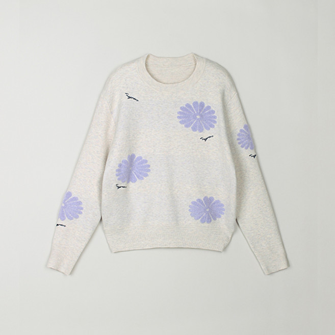 [마이더스비] 사프린 플라워 자수 니트