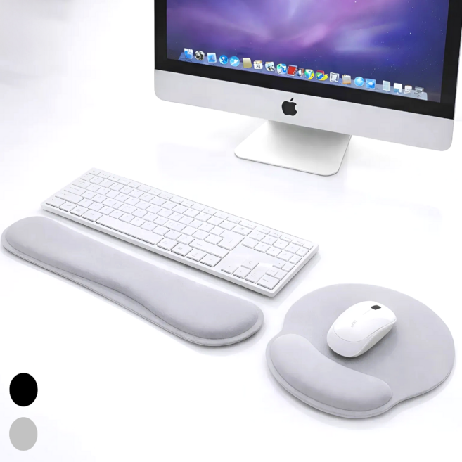 인즈홈 장시간 작업편한 키보드 손목받침대 마우스 패드 세트, 1개, 라이트 그레이