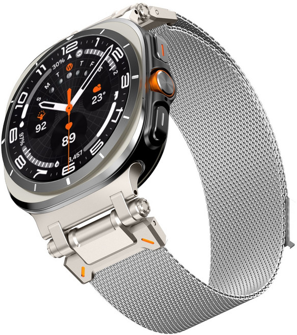 호환 삼성 갤럭시 워치 7/8 울트라 47mm 밀레니즈 스트랩 스테인리스 스틸 커넥터 마그네틱 메탈 밴드, 은색