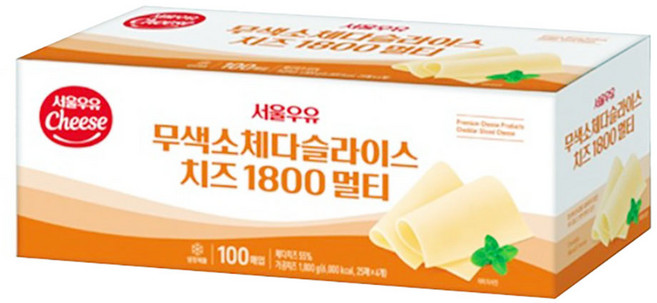 서울우유 무색소 체다 슬라이스치즈 멀티 1800g, 1.8kg, 1개