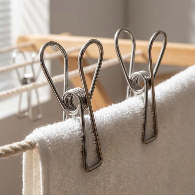 드라마벨류 녹슬지 않는 스텐 빨래집게 20P 다용도 집게, 실버, 20개