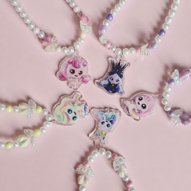 프린세스 캐치티니핑 시즌6 하츄핑 아름핑 뽀니핑 다이아나핑 이클립스핑 사뿐핑 진주 목걸이, 1개