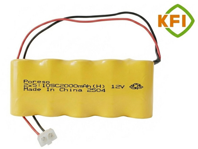 [예비전원 소방용배터리] PORESO Ni-CD 2x5 12V 2000mAh, 둥근모양이적색선