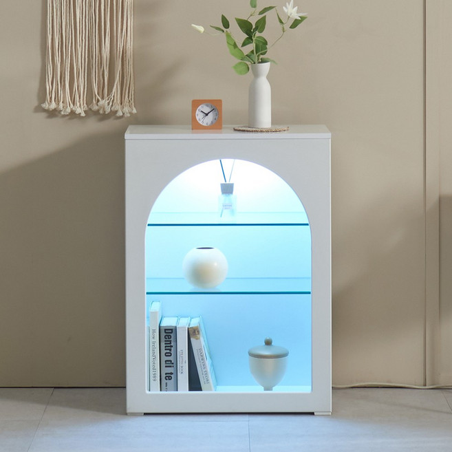 이글루 3단 아치형 벽난로 장식장 거실책장 이글루S 600 유리선반 진열장, 이글루S 600-3단 장식장