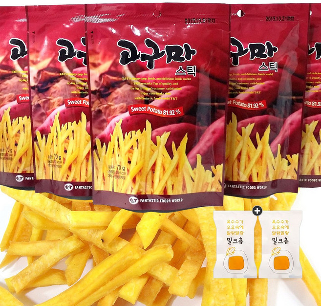 바삭고소한 고구마스틱(70g) x 5봉+자색옥춘사탕 20g 세트 번들 10호, 350g, 1세트