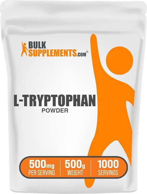 벌크 서플리먼츠 닷컴 BulkSupplements.com L트립토판 파우더 L 트립토판 500mg 세로토닌 셔플리먼트 500g 159310, 1000 Servings (Pack of 1), 1개