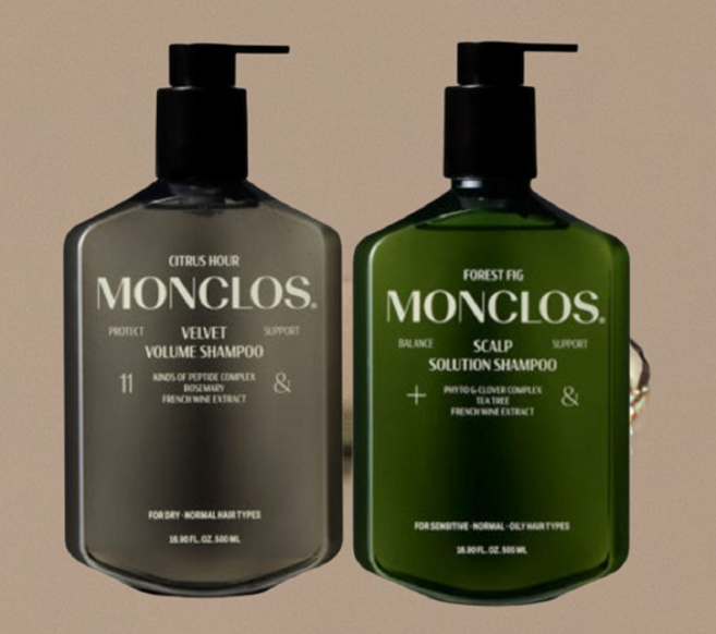 몽클로스 벨벳볼륨+스칼프 솔루션 샴푸 세트 탈모 두피 비듬 홈케어, 2개, 500ml