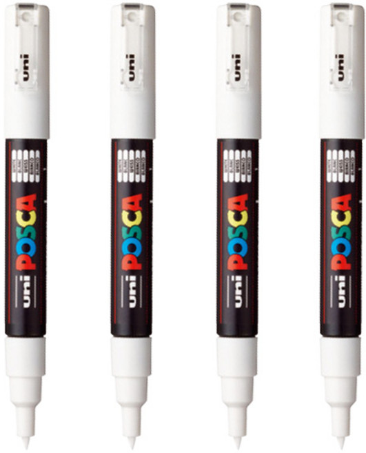 유니 포스카마카 PC-1M (매우 얇은글씨용), 화이트, 4개