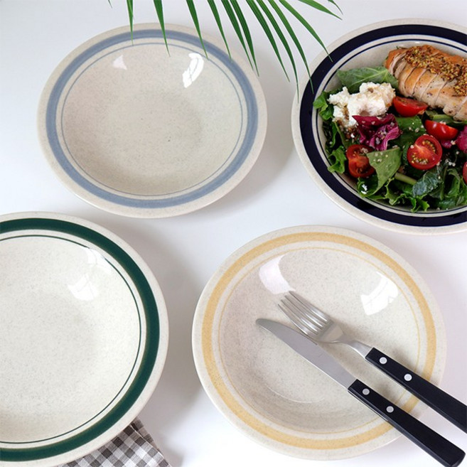 카네수즈 빈티지 노블 파스타 스파게티 스프 샐러드 접시 그릇 볼 (3size/4color), 01. 스프볼 S (154x35mm), 1개, 옐로우