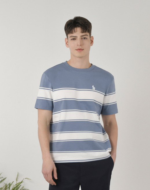 25SS [ONLINE EXCLUSIVE] 블루 남성 스트라이프 반팔 티셔츠 HUTS5B901B2